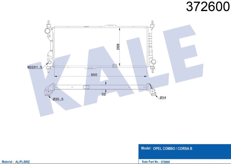 SU RADYATÖRÜ (BRAZING)(MT) OPEL CORSA B 1.5D-1.7D-COMBO 1.7D