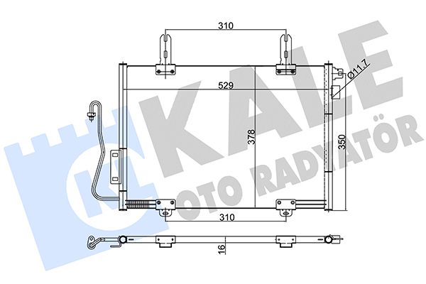 KLİMA RADYATÖRÜ RENAULT KANGOO 1.2 1.4 1.6 1.9D/DTI/DCI 97=> KURUTUCUSUZ [BRAZING AL/AL] [509X378X16]