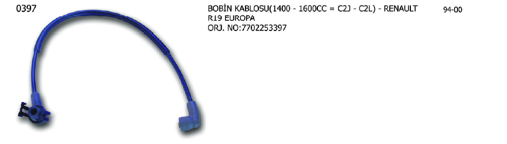 BOBİN KABLOSU RENAULT R19 / EUROPA