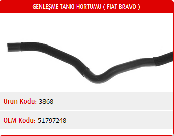 GENLEŞME TANKI HORTUMU FIAT BRAVO