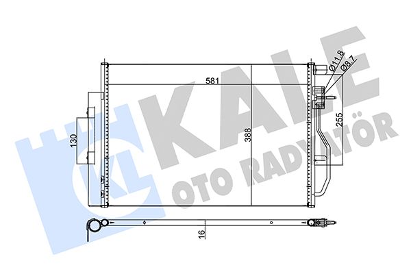 KLİMA RADYATÖRÜ CHEVROLET AVEO (T300) 1.2I 1.4I 1.6I 11=> (MT) KURUTUCU İLE [BRAZING AL/AL] [563X398X16]