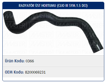 RADYATÖR ÜST HORTUMU RENAULT CLIO III SYMOL 1.5 DCI 09-