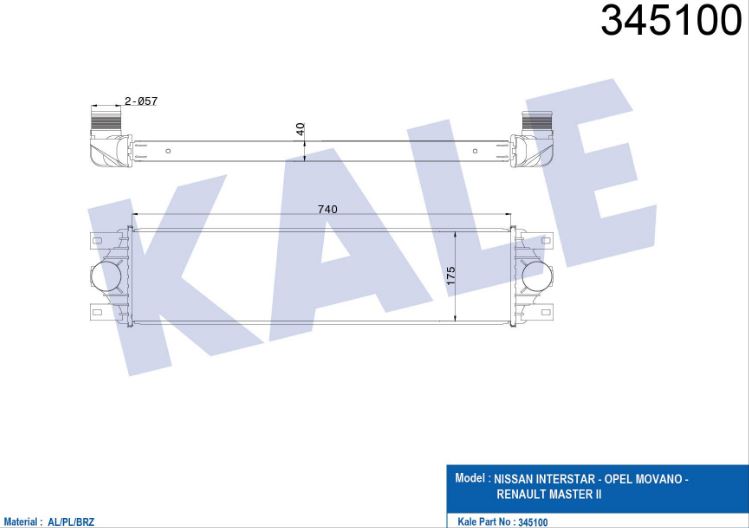 INTERCOOLER (BRAZING)(MT) OPEL MOVANO / RENAULT MASTER II