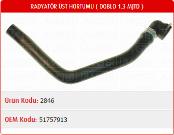 RADYATÖR ÜST HORTUMU FIAT DOBLO 1.3 MJTD 05-