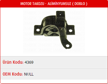 MOTOR TAKOZU (ALİMİNYUMSUZ) FIAT DOBLO