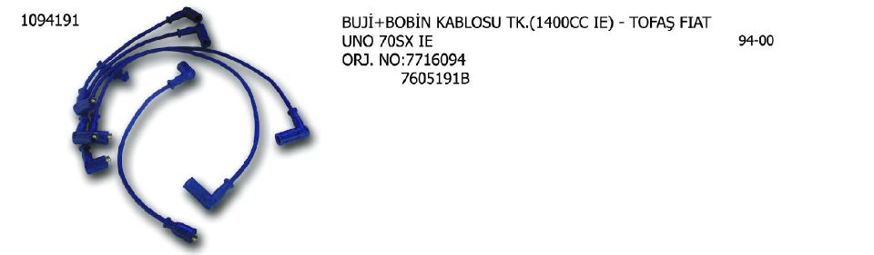 BUJİ+BOBİN KAB. FIAT UNO 70 SX IE 94-00