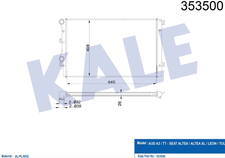 SU RADYATÖRÜ (BRAZING)(MT) A3-TT-ALTEA-LEON-TOLEDOIII-OCTAVIA-SUPERB