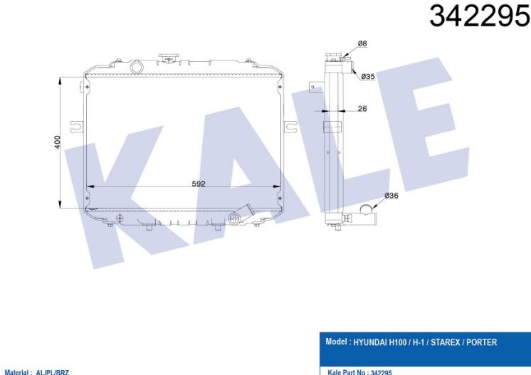 SU RADYATÖRÜ (BRAZING)(MT) HYUNDAI H100 / H-1 / STAREX BUS 2.5 TD