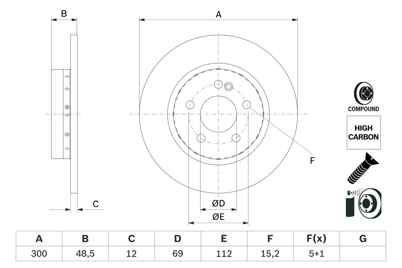 FREN DİSKİ (ARKA)(300MM) MB C-SERISI AMG C 43 4-matic 16-18 / C-SERISI T-Model C 300 d 18-