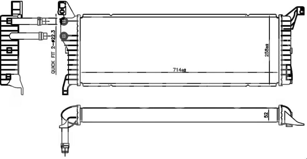 SU RADYATÖRÜ (BRAZING)(BVW903) VOLKSWAGEN TRANSPORTER T6 2.0 TDI (2015) (715X243X50)