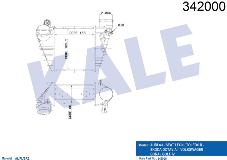 INTERCOOLER (BRAZING)(AT/MT) VW GOLF IV / BORA / A3 / OCTAVIA