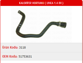 KALORİFER HORTUMU FIAT LINEA 1.4 8V