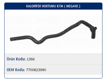 KALORİFER HORTUMU RENAULT MEGANE I 1.4 K7M