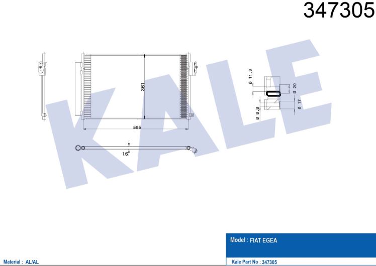 KLİMA RADYATÖRÜ (BRAZING)(AT/MT)(KURUTUCULU) FIAT EGEA