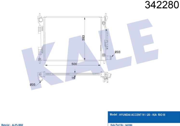 SU RADYATÖRÜ (BRAZING)(AT) HYUNDAI ACCENT IV / I20 / RIO III 1.25CVV