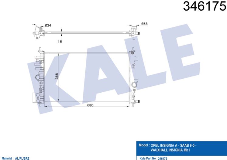 SU RADYATÖRÜ (BRAZING)(MT) OPEL MALIBU - INSIGNIA 1.6-1.8 (08+) AL/P