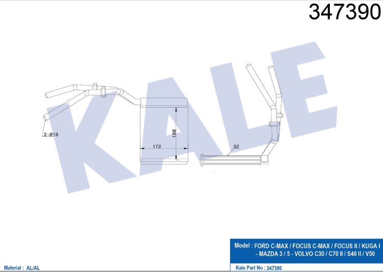 KALORİFER RADYATÖRÜ (BRAZING)(BORULU) FORD C-MAX / FOCUS C-MAX / FO