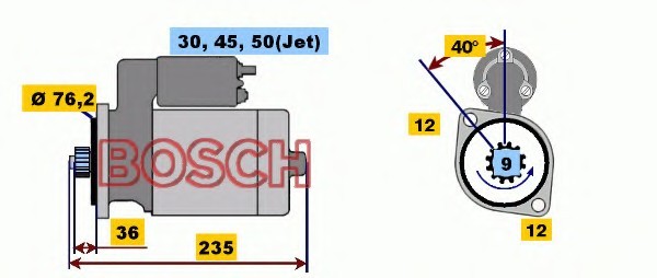 MARŞ MOTORU (12 V 9 DİŞ ) VW BORA I GOLF CADDY 1.9 TDI / VW CADDY II GOLF III VW POLO III 1.9 D / VW TRANSPORTER T4 2.5 TDI