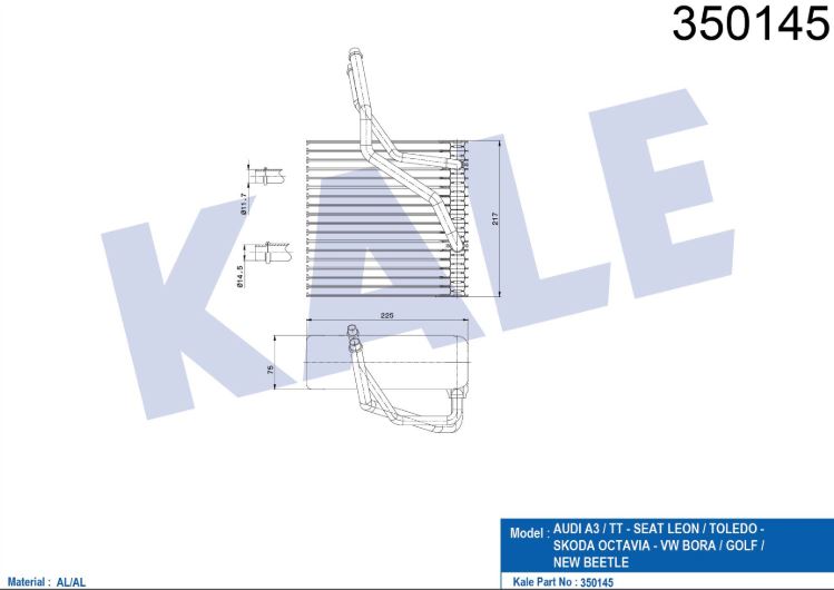 EVAPORATOR (BRAZING) AUDI A3 / TT - SEAT LEON / TOLEDO - SKO