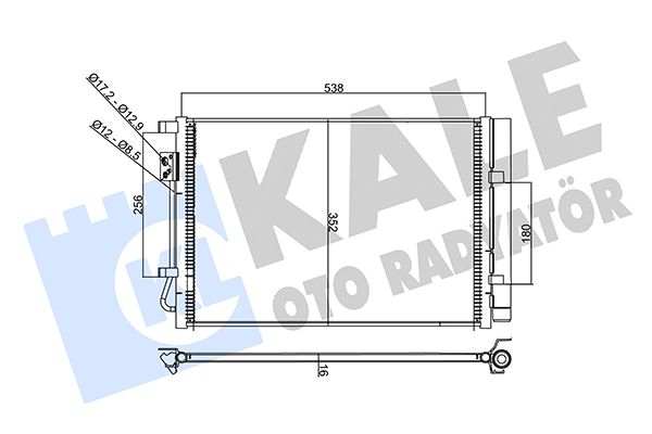 KLİMA RADYATÖRÜ HYUNDAI İ20 / İ20 ACTIVE 1.2 1.4 15=> KURUTUCU İLE [BRAZING AL/AL] [518X352X16]