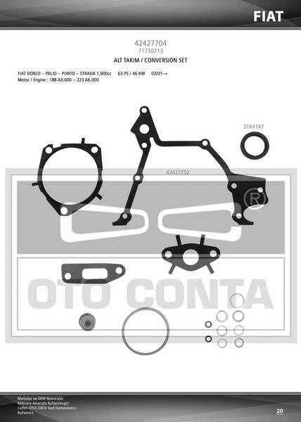 ALT TAKIM CONTASI FIAT DOBLO 1.9D