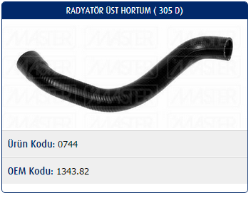 RADYATÖR ÜST HORTUMU PEUGEOT 309 1.9D 86-93