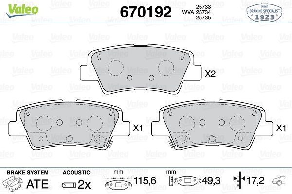 DİSK BALATA (ARKA) FIAT 500X 1.0-1.3-1.3D MJET-1.4-1.4 LPG-1.6D MJET-2.0D MJET 14-