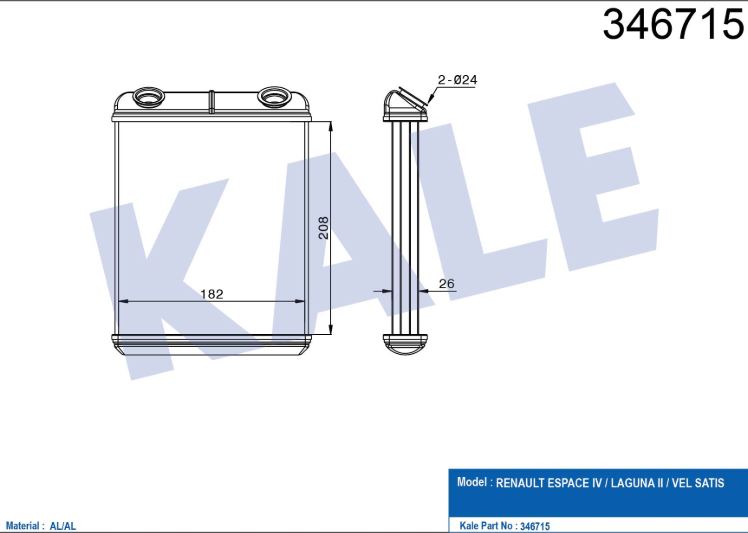 KALORİFER RADYATÖRÜ (BRAZING) RENAULT ESPACE IV-LAGUNA II-VELSATIS NAC