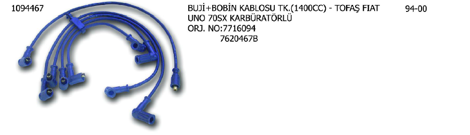 BUJİ+BOBİN KABLOSU FIAT TEMPRA 92-96 / TIPO 89-95 / UNO 89-96