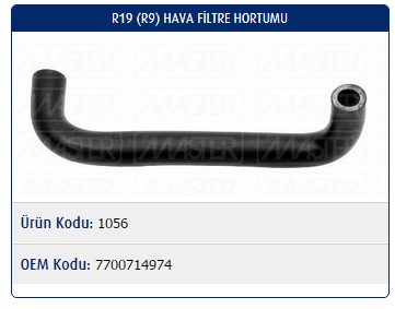 HAVA FİLTRE HORTUMU RENAULT R9 1.4-1.6 KRB. / R11 1.4-1.6 KRB. / R19 1.4-1.6 KRB.