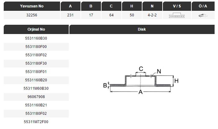 FREN DİSKİ (ÖN)(231MM) SWİFT SF310 SF413 ALTO 1.0-1.3