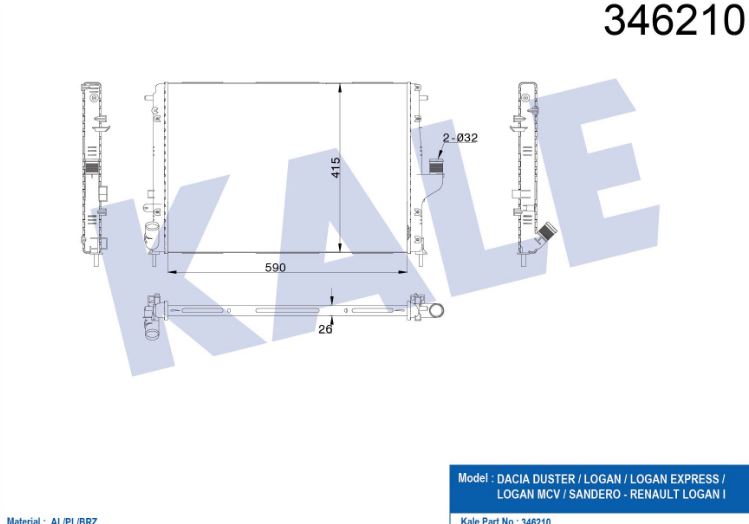 SU RADYATÖRÜ (BRAZING)(MT) DACIA DUSTER-LOGAN-LOGAN EXPRESS