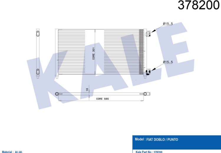 KLİMA RADYATÖRÜ (BRAZING)(KURUTUCUSUZ) FIAT DOBLO (01+) IDEA (04+)