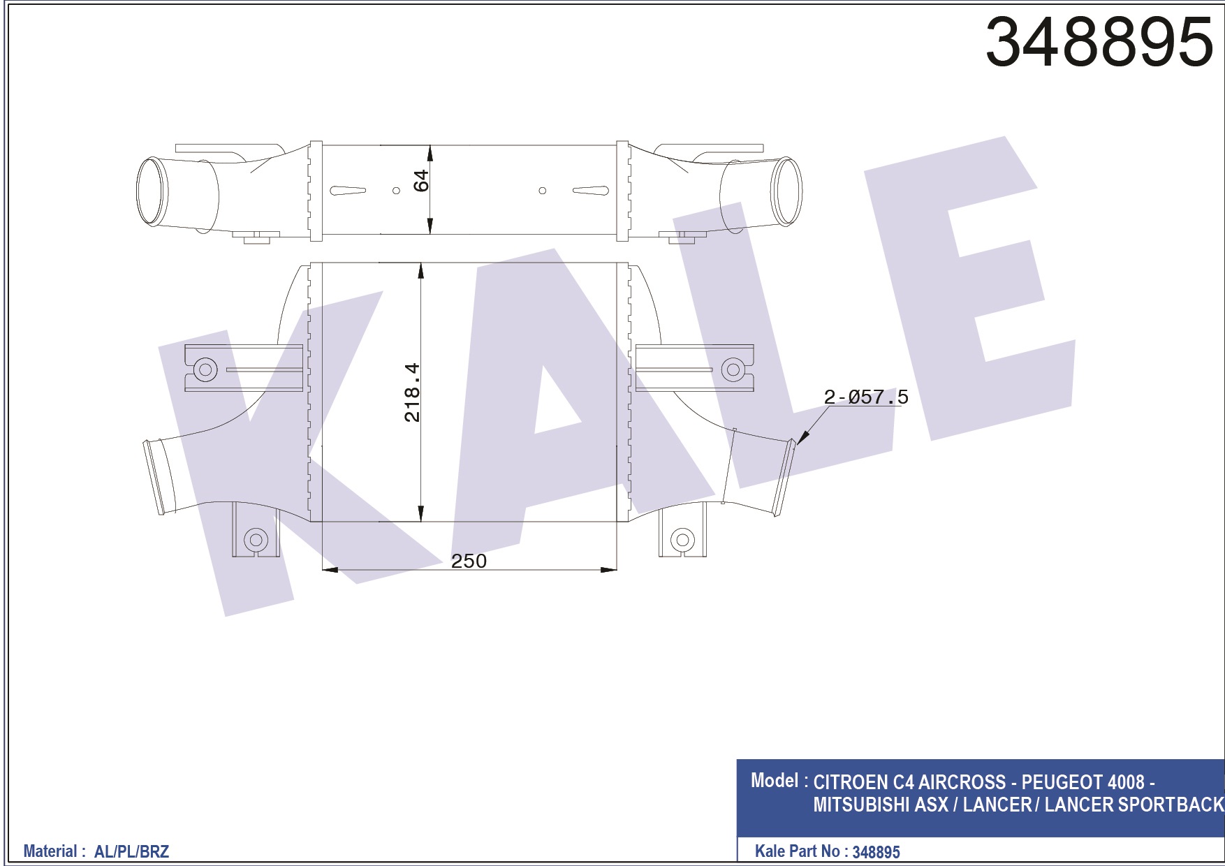 INTERCOOLER (BRAZING) CITROEN C4 AIRCROSS - PEUGEOT 4008 - MITSUBISHI ASX / LANCER / LANCER SPORTBACK