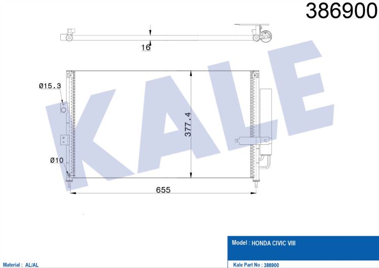 KLİMA RADYATÖRÜ (BRAZING)(KURUTUCULU) HONDA CIVIC (06-12) AL/AL