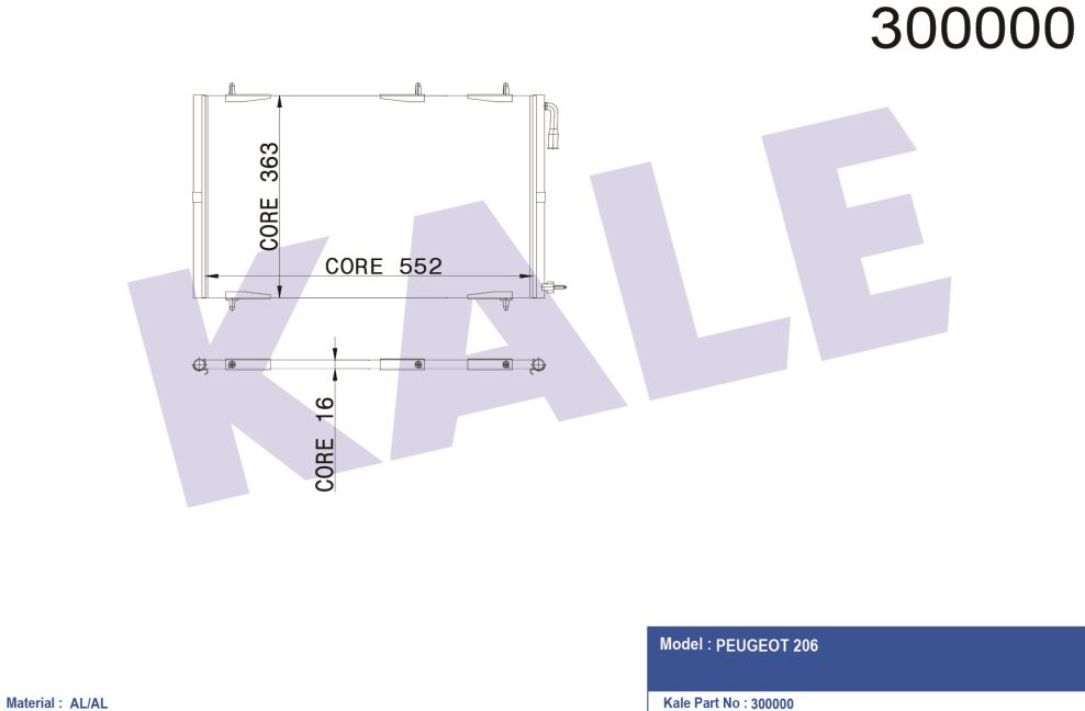 KLİMA RADYATÖRÜ (MT)(KURUTUCUSUZ) PEUGEOT 206 1.1 1.4 1.6 2.0 HDI