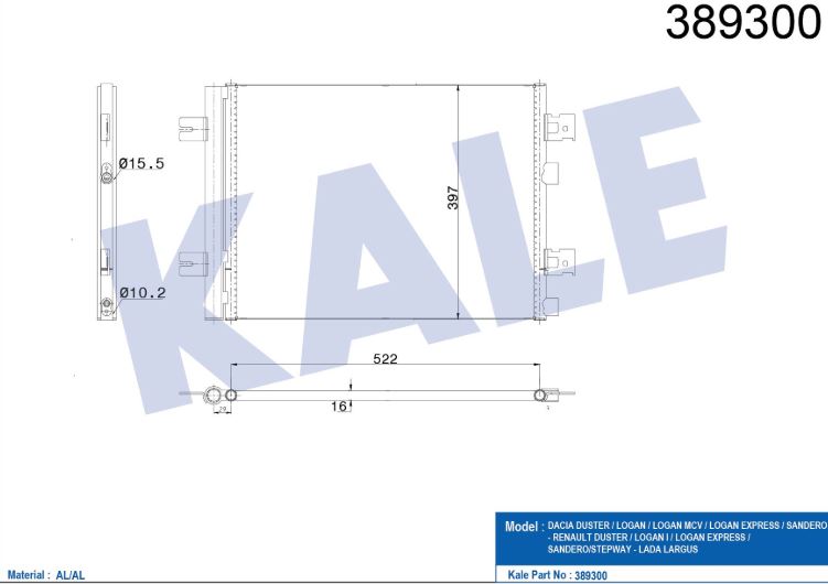 KLİMA RADYATÖRÜ (BRAZING)(MT)(KURUTUCULU) RENAULT CLIO IV/DUSTER 1.4-1.6