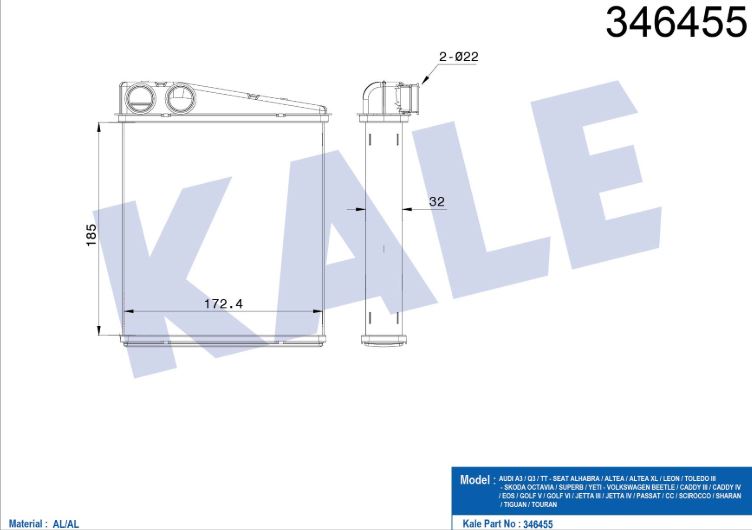 KALORİFER RADYATÖRÜ (BRAZING) VW A3-LEON-TOLEDO-OCTAVIA-CAD