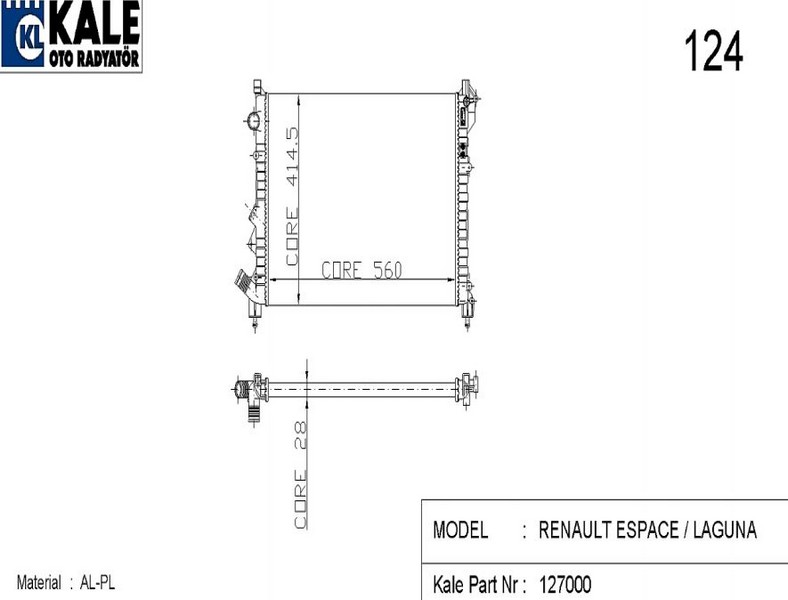 SU RADYATÖRÜ (MEKANİK)(AT/MT) LAGUNA/ESPACE (2 SIRA AL+PL)