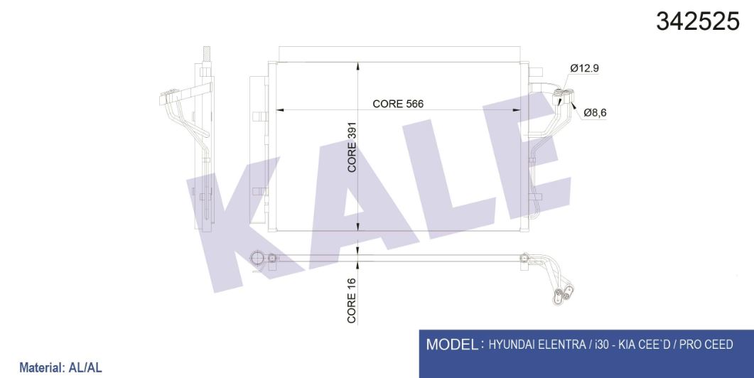 KLİMA RADYATÖRÜ (BRAZING)(KURUTUCULU) HYUNDAI I30 / ELANTRA (11+) BENZINLI