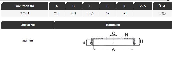 KAMPANA (ARKA)(230MM) VECTRA B