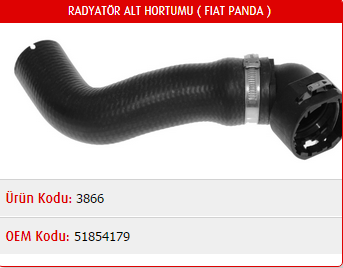 RADYATÖR ALT HORTUMU FIAT PANDA