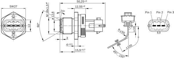 BASINÇ SENSÖRÜ FIAT DUCATO 2.3 JTD 01-06 / IVECO DAILY III 35 S-35 C-40 C 03-06 / TOYOTA YARIS 1.4 D4D 01-05