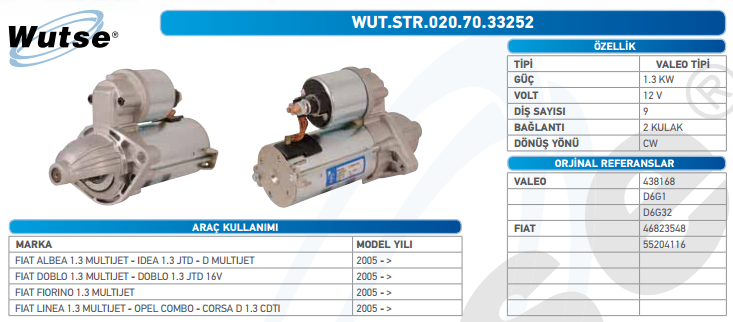 MARŞ MOTORU 12V (VALEO TİPİ) F.ALBEA 1.3 03-/DOBLO