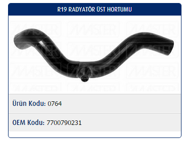 RADYATÖR ÜST HORTUMU RENAULT R19 1.4