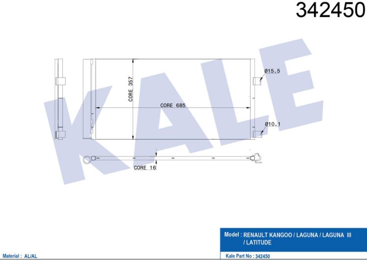 KLİMA RADYATÖRÜ (BRAZING)(AT/MT)(KURUTUCULU) RENAULT LAGUNA III / LATITUDE