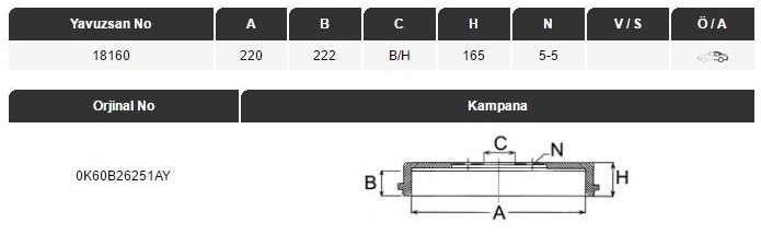 KAMPANA (ARKA)(220MM) BONGO E 2700-K2500 2.5 03-