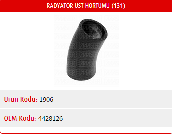 RADYATÖR ÜST HORTUMU FIAT DOĞAN / ŞAHİN / KARTAL