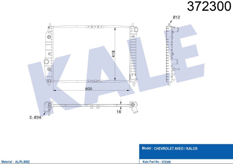 SU RADYATÖRÜ (BRAZING)(AT) CHEVROLET KALOS (02+) AVEO (06+)