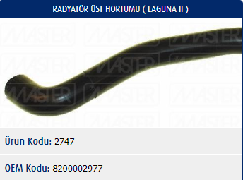 RADYATÖR ÜST HORTUMU RENAULT LAGUNA II 1.6-2.0 16V